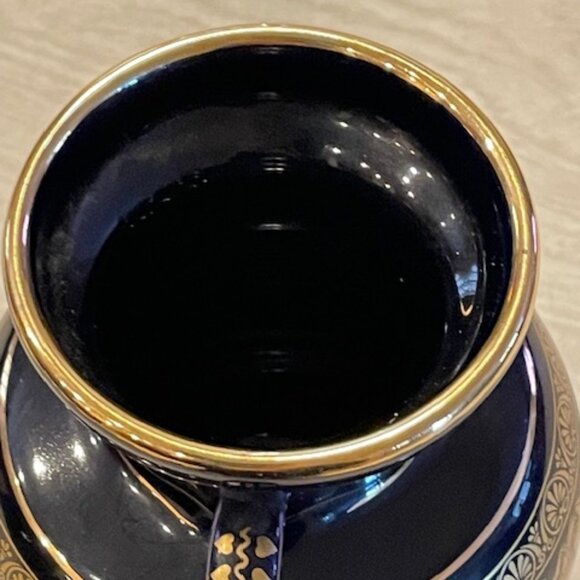 Spyropoulos dark cobalt blue 24K gold vase. - Picture 6 of 9